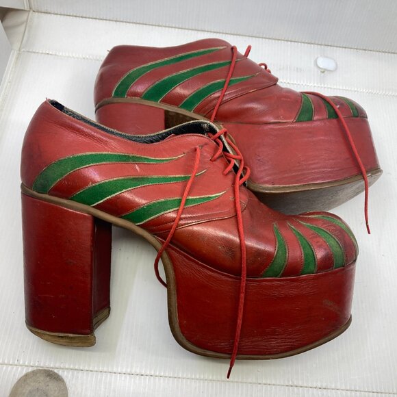 RARE 1970 iconic Kiss chunky platform 4" disco mens boots shoes sz 9 - Picture 11 of 12